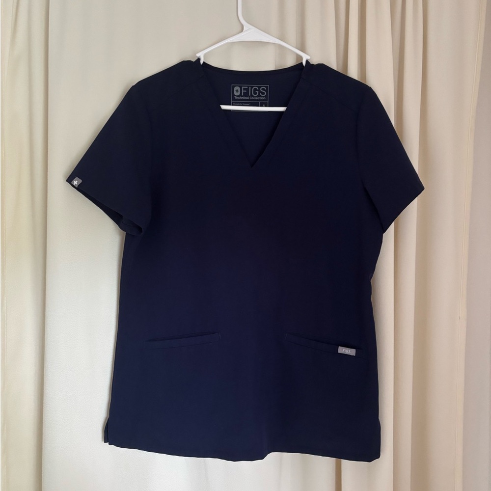 Figs Navy Scrub Top
